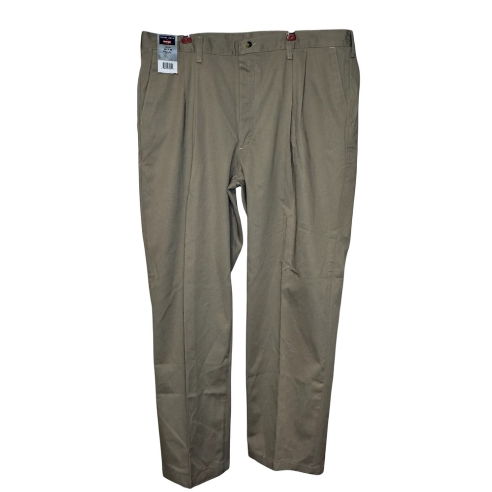 Wrangler Men Pants Timber Creek Pleated Khaki Relaxed Fit Wrinkle Free 38X30 NWT